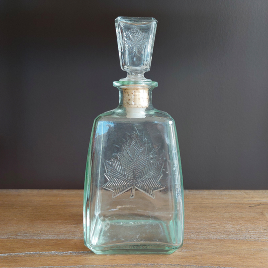 Late 60's Vintage Maple Leaf Glass Whiskey Decanter