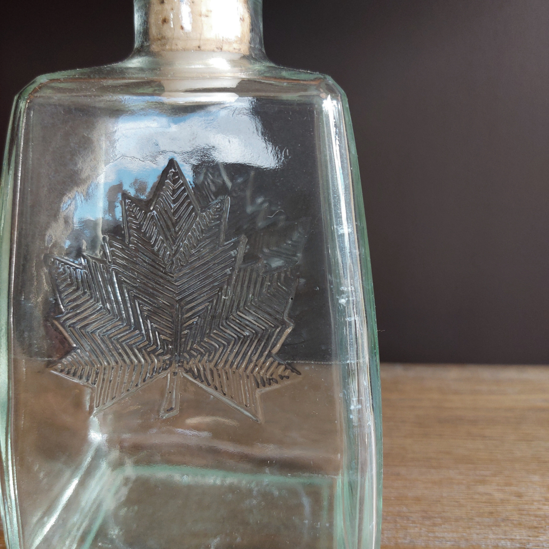 Late 60's Vintage Maple Leaf Glass Whiskey Decanter