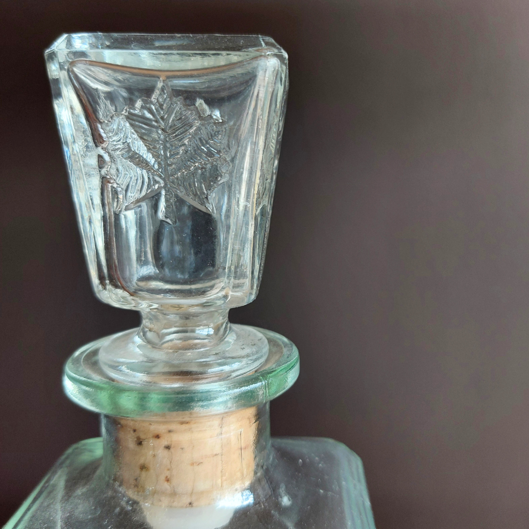 Late 60's Vintage Maple Leaf Glass Whiskey Decanter