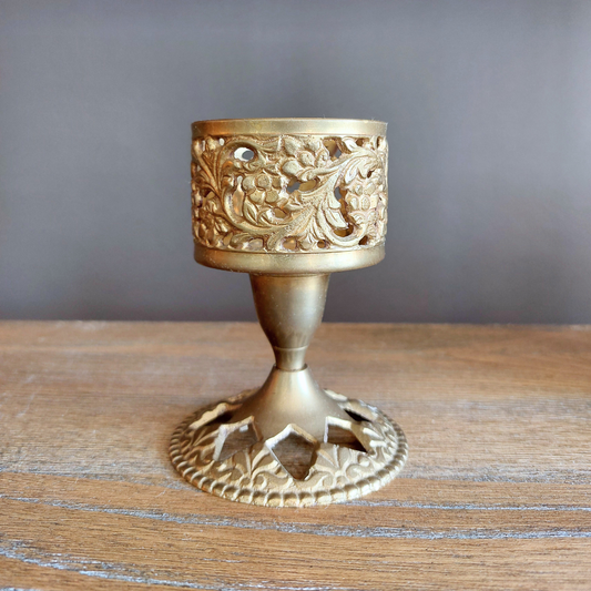 brass carved candleholders